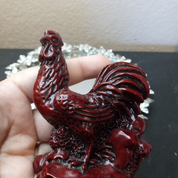 GORGEOUS Chinese Cinnabar 5" Rooster Figurine - Picture 3 of 6